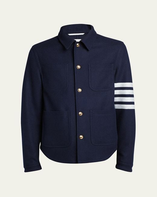 Thom Browne Blue Utility Patch Wool Chore Jacket for men