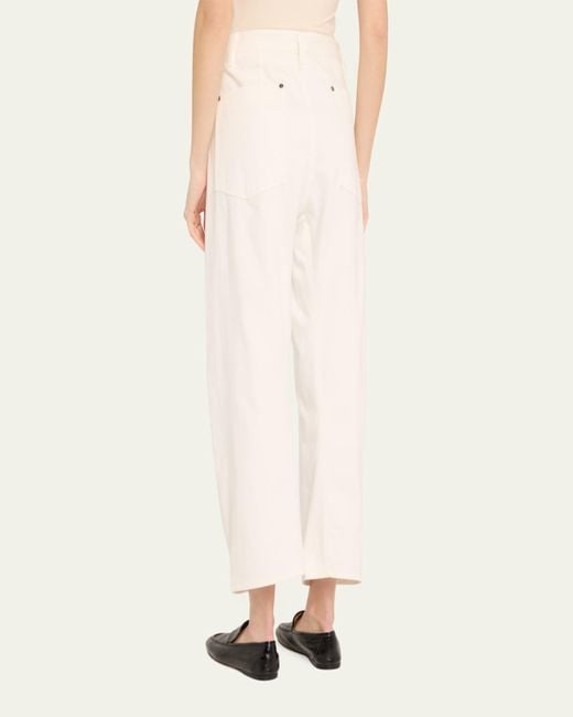Maria McManus Natural Mid-Rise Barrel-Leg Crop Jeans