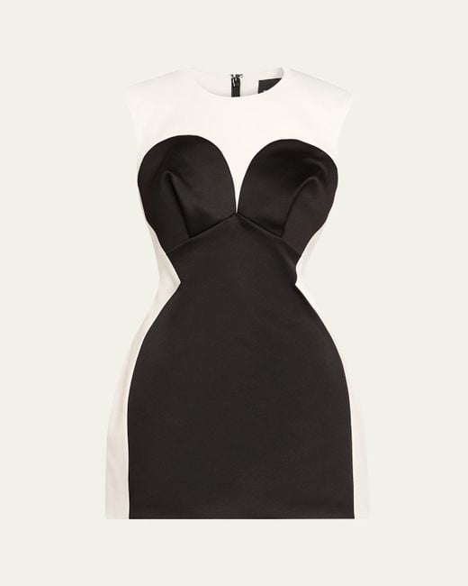 Marc Jacobs Seamed Up Satin Trompe L'Oeil Mini Dress in Black | Lyst