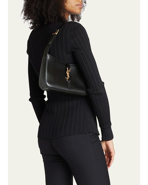 Saint Laurent Black Le 5 A 7 Ysl Shoulder Bag In Smooth Leather