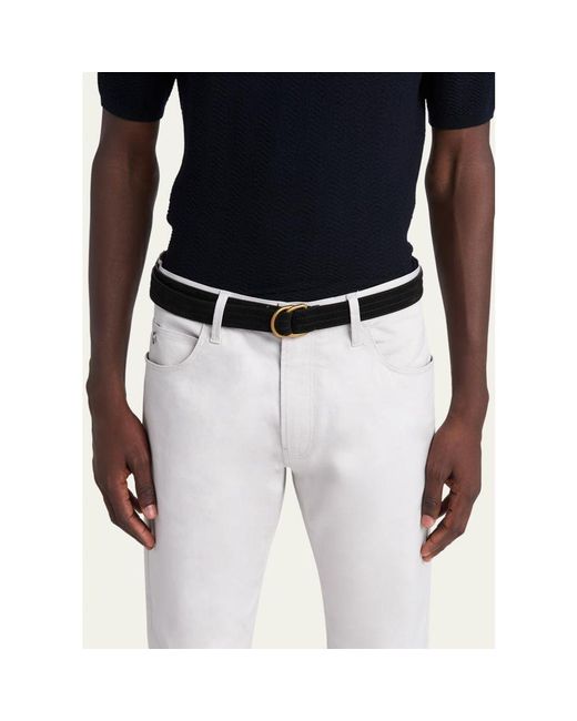 Giorgio Armani White Split Leather D-Ring Belt for men