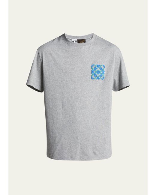 Loewe Gray Flocked Anagram Logo Jersey T-shirt for men