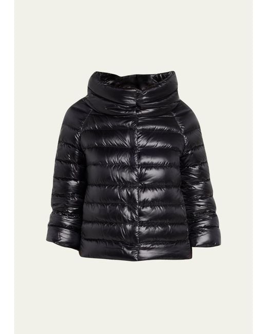 Herno Black Sofia Ultra-Lightweight Down Bolero Jacket
