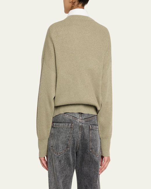 Brunello Cucinelli Natural Sparkling Cashmere Winter Vanise Crewneck Sweater