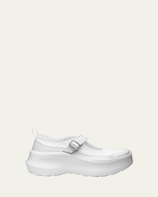 Comme des Garçons White Mary Jane Leather Platform Sneakers