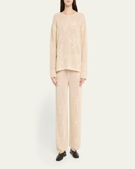 Bode Natural Angel Fish Knit Lace Joggers