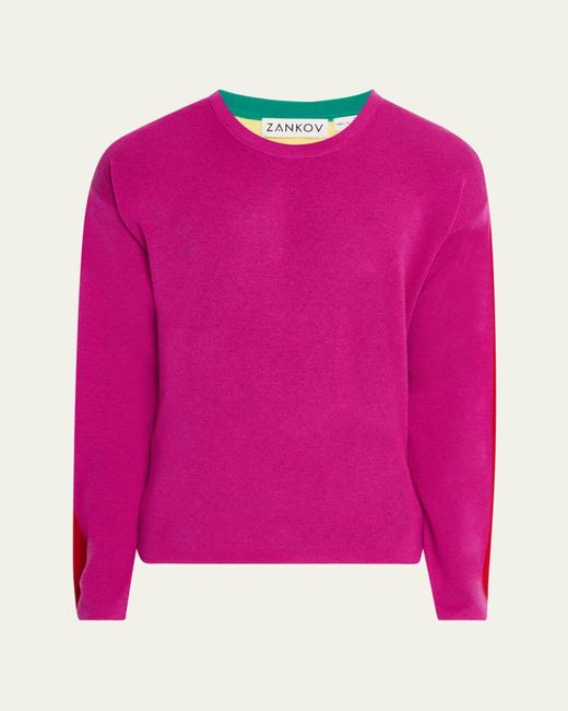 Zankov Pink Colorblock Wool Sweater for men