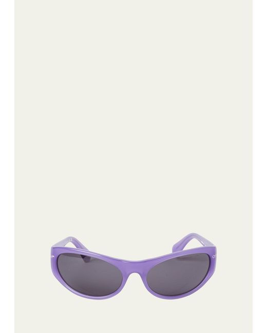 Off-White c/o Virgil Abloh White Napoli Logo Acetate Wrap Sunglasses