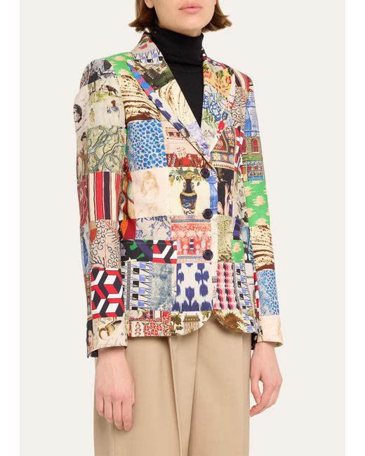 Libertine Multicolor Bloomsbury Collage Printed Blazer Jacket