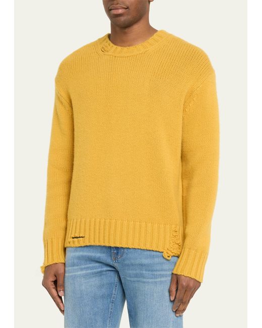 FRAME Yellow Destroyed Cashmere Sweater for men