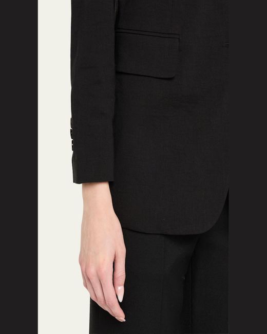 Theory Black Oversized Crunch Linen Blazer