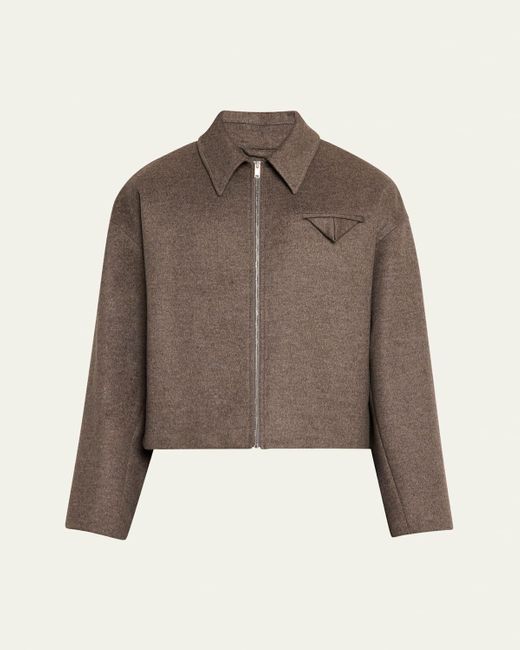 Bottega Veneta Brown Melange Wool-Cashmere Blouson Jacket for men