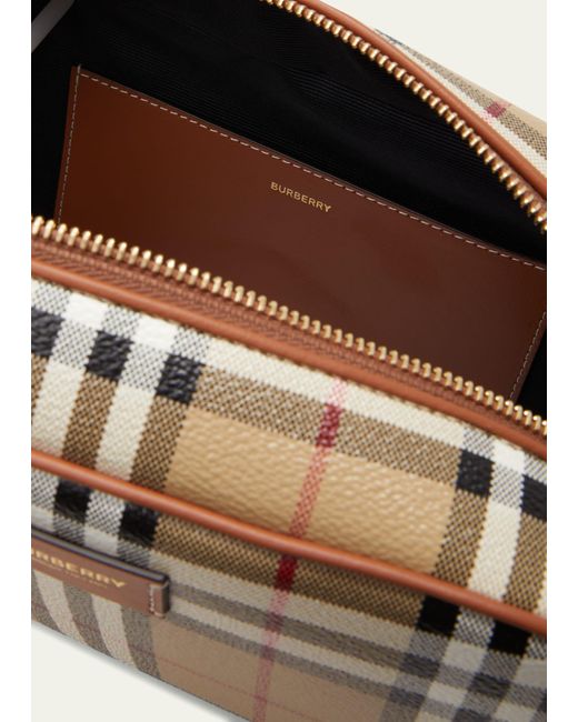 Burberry Natural Check Zip Cosmetic Pouch Bag