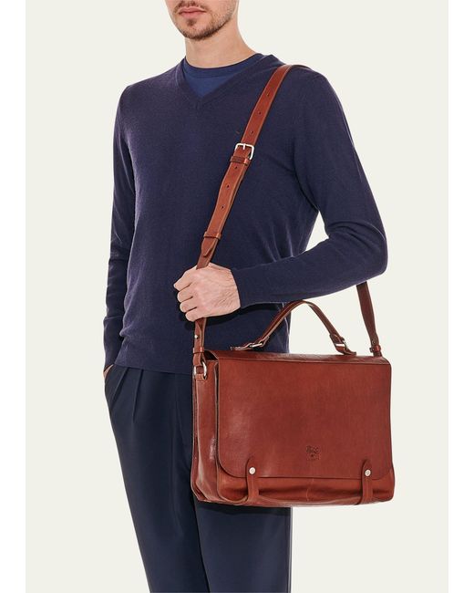 Il Bisonte Red Brolio Vachetta Leather Briefcase Bag for men