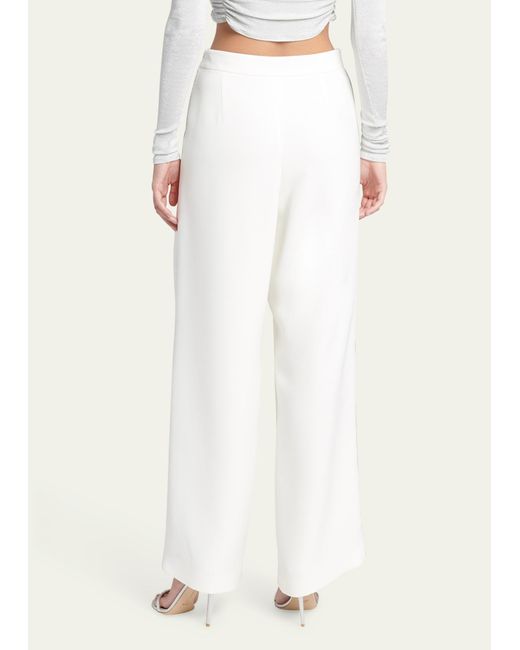 Giorgio Armani White Side Piping Wide-leg Silk Trousers