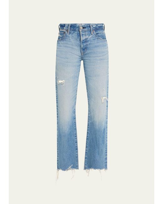 Moussy Blue Colemont Straight Distressed Jeans