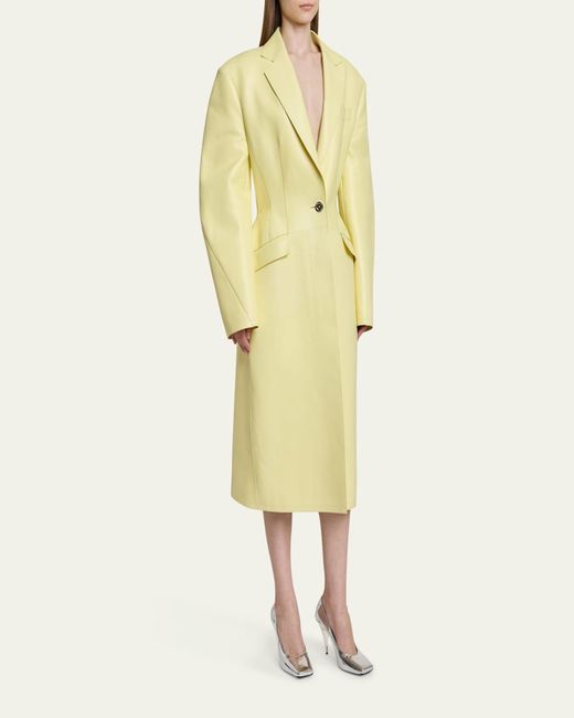 Givenchy Yellow Leather Cocoon Coat