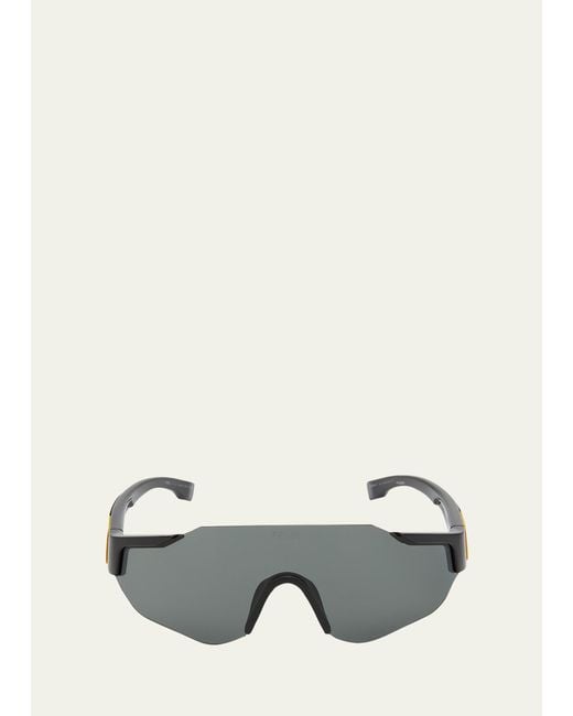 Fendi White Ff-logo Rimless Shield Sunglasses for men