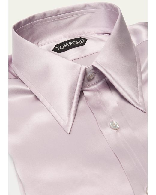Tom Ford Pink Silk Charmeuse Slim Fit Dress Shirt for men