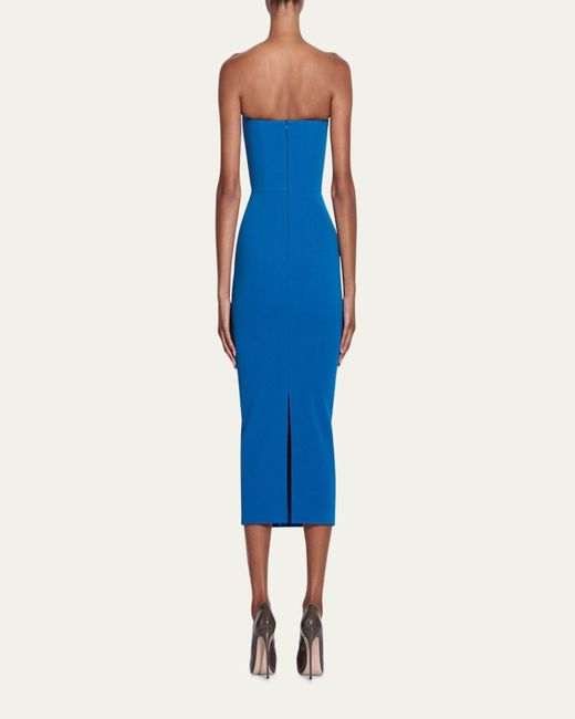 Alex Perry Blue Strapless Body-Con Midi Dress