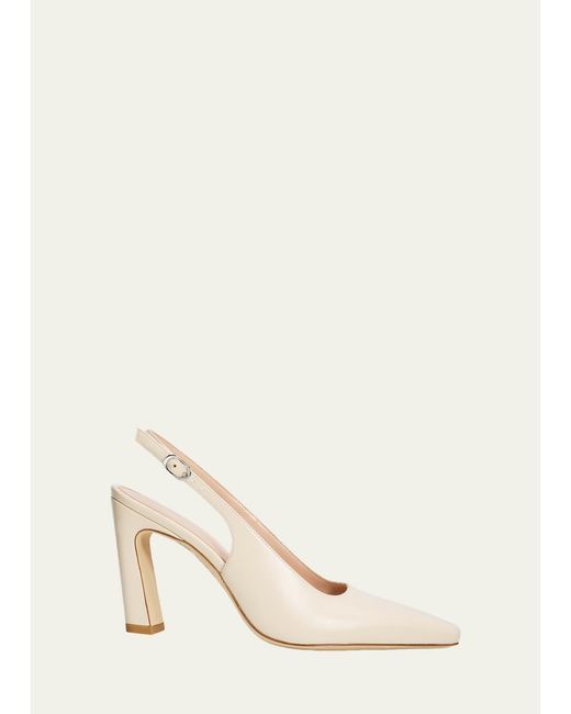 Stuart Weitzman Natural 85Mm Stassi Leather Slingback Pumps