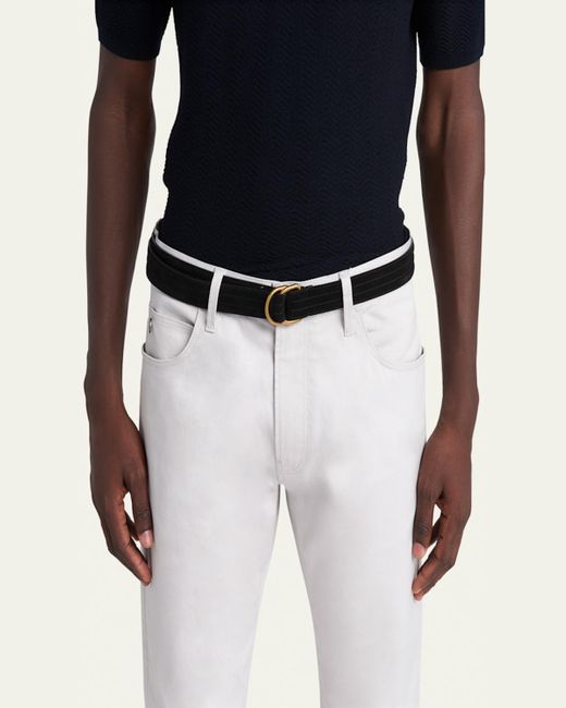 Giorgio Armani White Split Leather D-Ring Belt for men
