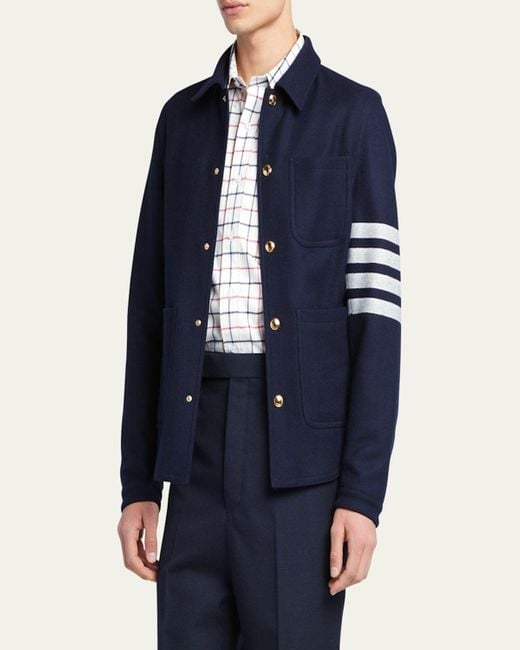 Thom Browne Blue Utility Patch Wool Chore Jacket for men