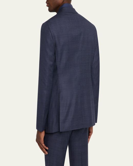 Giorgio Armani Blue Patterned Wool Suit for men