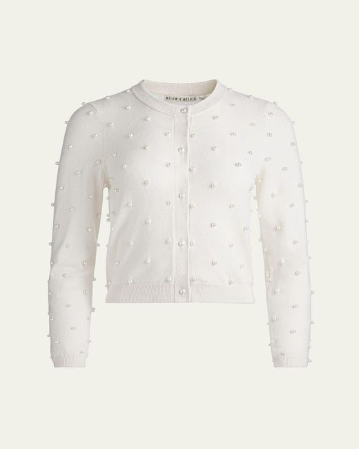 Alice + Olivia Women's White Dollie Embellished Cardigan