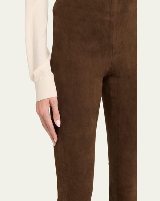 Vince Black Stretch-Suede Split Hem Crop Pants