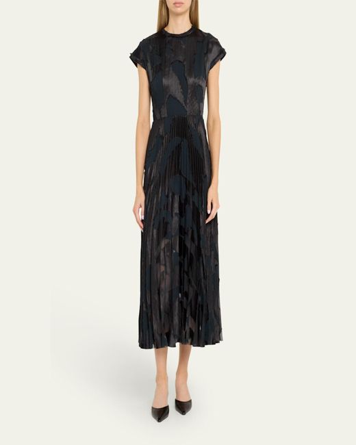 Jason Wu Black Abstract Fil Couple Fit-Flare Midi Dress
