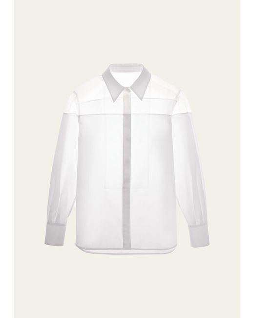 Helmut Lang Natural Sheer Paneled Tuxedo Shirt