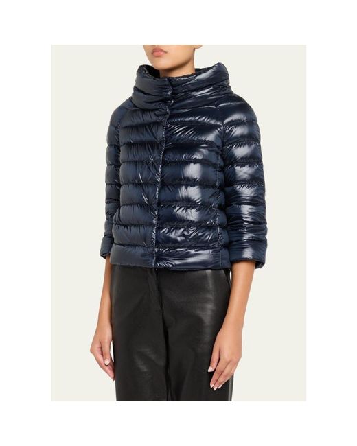 Herno Blue Sofia Ultra-Lightweight Down Bolero Jacket