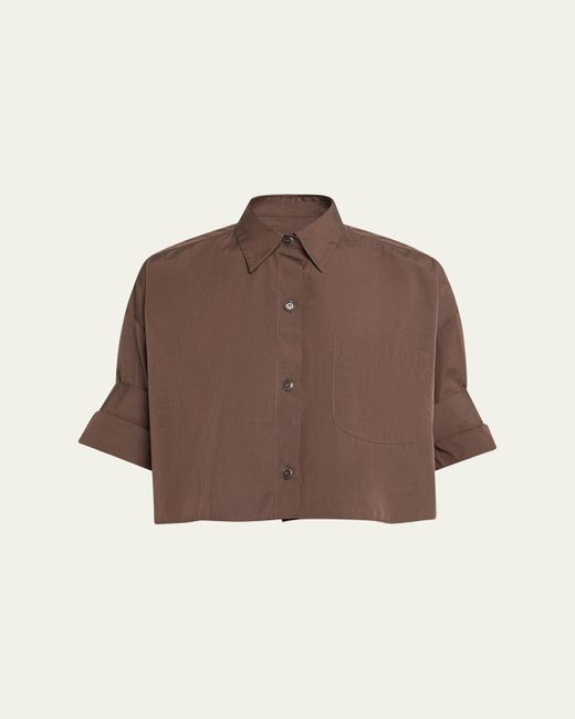 Twp Brown Next Ex Cropped Button-Front Shirt