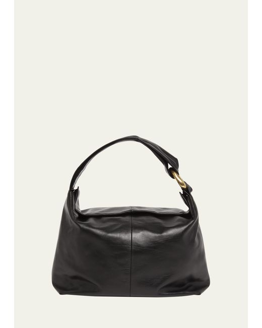 Jil Sander Black Large Calfskin Leather Hobo Bag