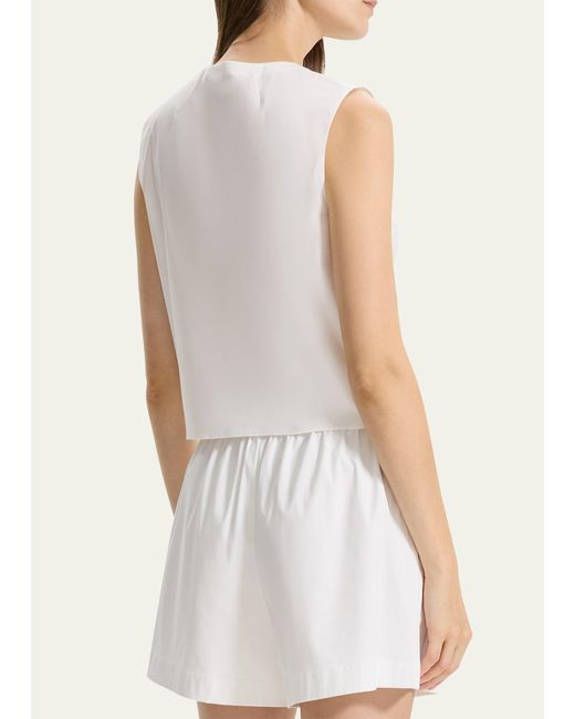 Theory Natural Cropped Button-front Shell Top