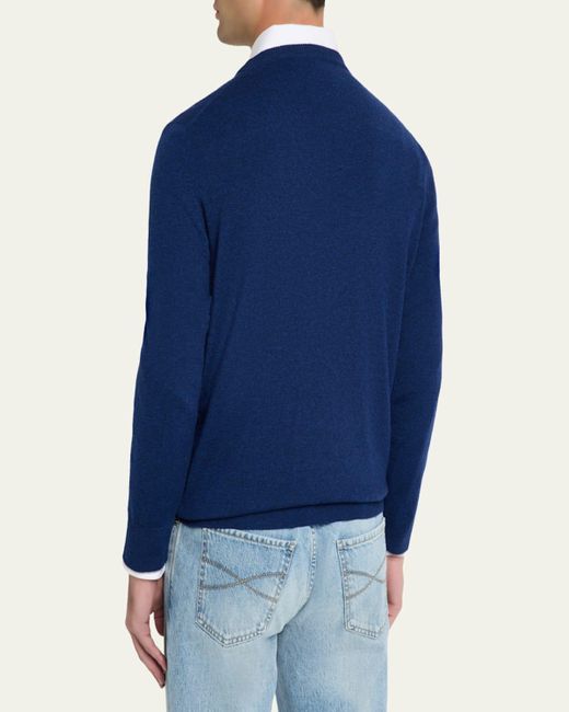 Brunello Cucinelli Orange Cashmere Crewneck Sweater for men