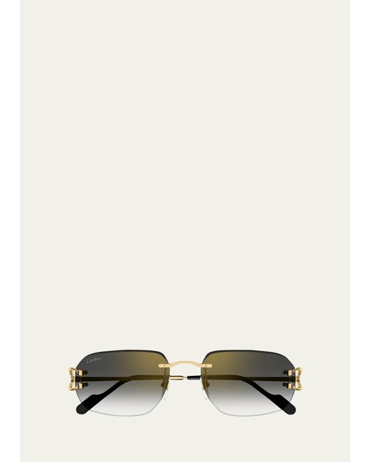 Cartier Natural Ct0468sm Rimless Metal Rectangle Sunglasses for men