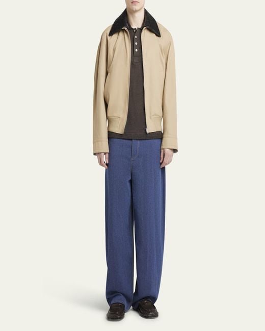 Bottega Veneta Intrecciato-Collar Blouson Jacket in Natural