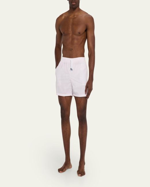 Fedeli Pink Madeira Pinstripe Swim Shorts for men