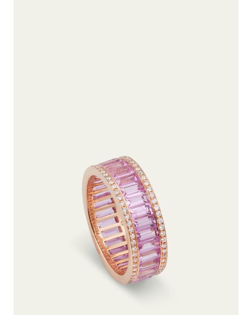 Nam Cho 18k Rose Gold Baguette Eternity Ring With Pink Sapphires And Diamonds