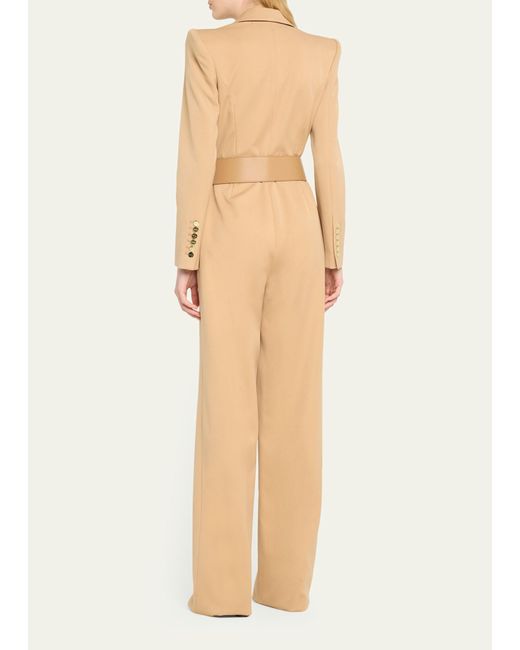 Sergio Hudson Natural Double-breasted Jumpsuit