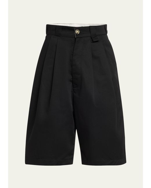 Willy Chavarria Black Borracho Pleated Twill Shorts for men