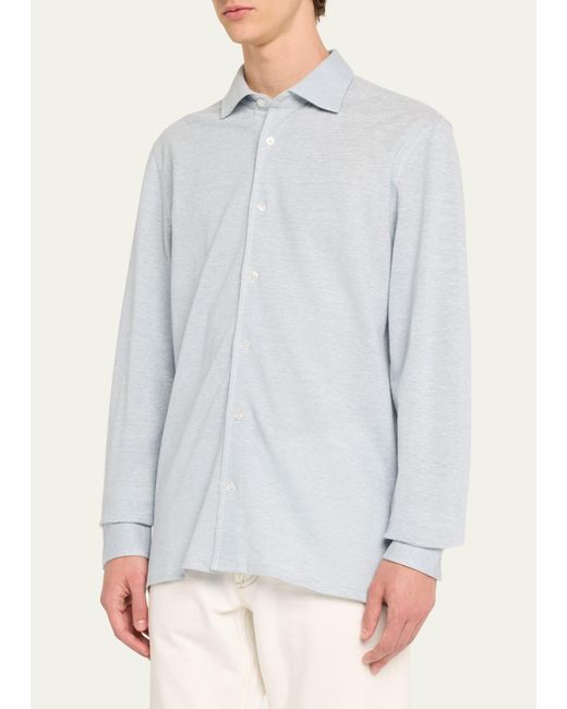 Fedeli White Linen-cotton Pique Polo Shirt for men