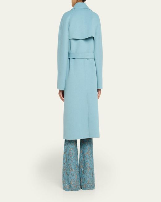 Michael Kors Blue Wrap-Front Plush Wool Coat