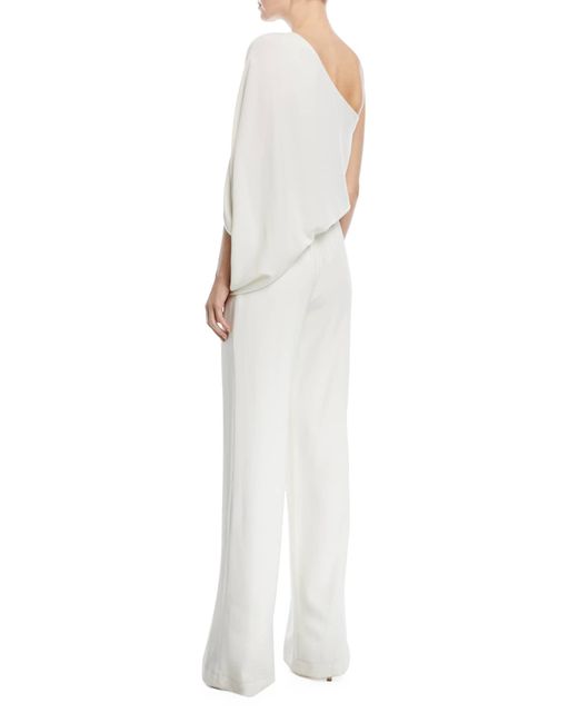 halston heritage asymmetrical wide leg jumpsuit