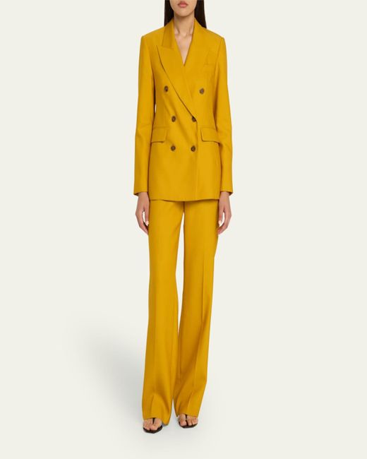 Heirlome Yellow Laurence Silk Double-Breasted Blazer