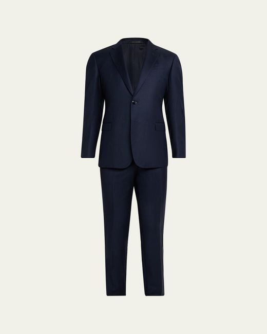 Giorgio Armani Blue Tonal Plaid Wool Two-Piece Suit for men