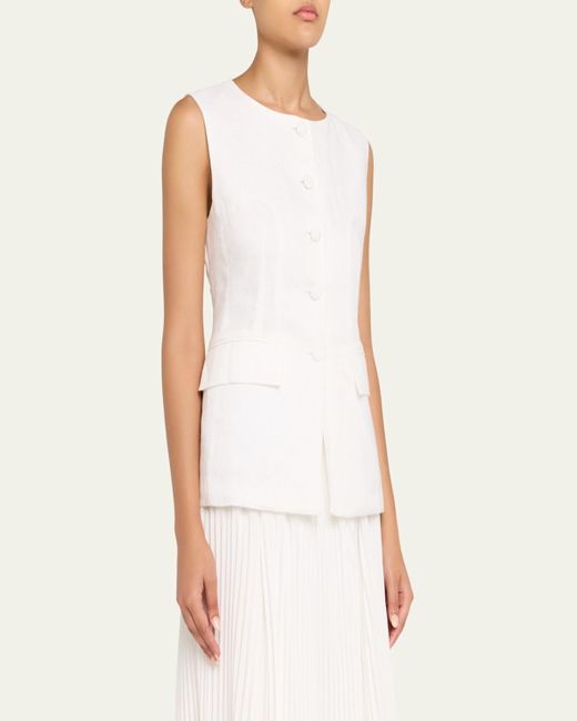 AEXAE Natural Button-Front Linen Vest