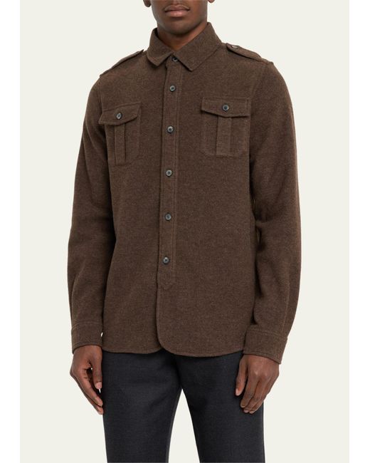 Sease Brown Felpa Wool Shirt Jacket for men